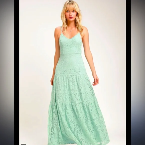 ❤️Mint Green Lace Maxi Dress - Picture 2 of 7